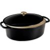 Oval Cast-Iron Dutch Oven Kitchen Cookware w/ Enamel - 7.5qt - Thumbnail 1
