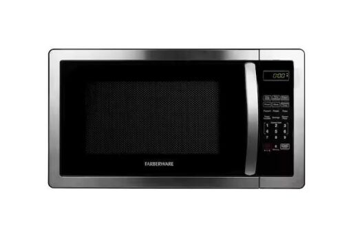Farberware Classic 1.1 cu. Ft. 1000-Watt Countertop Microwave Oven in Stainless Steel/Black - Lot 34JF