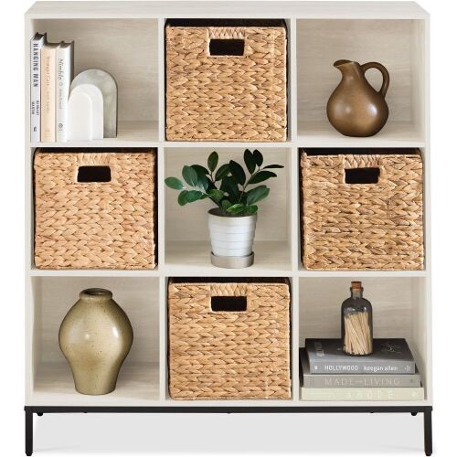Elevated 9-Cube Storage Organizer, 11in Bookshelf, w/ Metal Legs - Lot 139