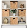 Elevated 9-Cube Storage Organizer, 11in Bookshelf, w/ Metal Legs - Thumbnail 1