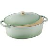Oval Cast-Iron Dutch Oven Kitchen Cookware w/ Enamel - 7.5qt - Thumbnail 1