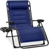 Oversized Padded Zero Gravity Chair, Folding Recliner w/ Headrest, Side Tray - Thumbnail 1