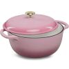 Cast-Iron Dutch Oven Kitchen Cookware w/ Enamel, Handles - 6qt - Thumbnail 1