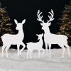 3-Piece 2D Deer Family Silhouette Yard Decoration w/ Buck, Doe, Fawn - 46in - Thumbnail 1