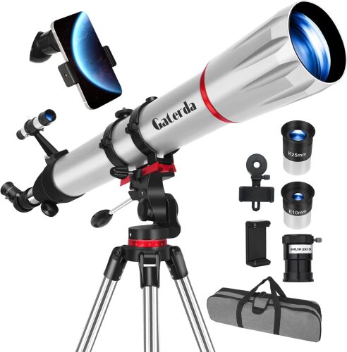 Telescope, 90mm Aperture 900mm Refractor Telescope for Adults High Powered, Astronomical Telescopes for Adults Astronomy Beginners with Professional Eyepieces, Tripod, Phone Adapter&Carry Bag
