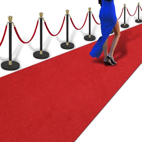 Extra Thick Red Carpet Runner for Party & Hollywood, Festival Celebration, Wedding, Graduation Ceremony, Award Ceremony, VIP Reception, Heavy-Duty, Non-Slip TPR Rubber
