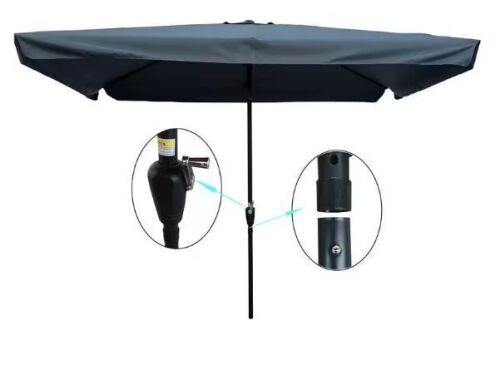Rectangular Patio Umbrella Outdoor Market Umbrella with Crank & Tilt for Garden Pool Area
