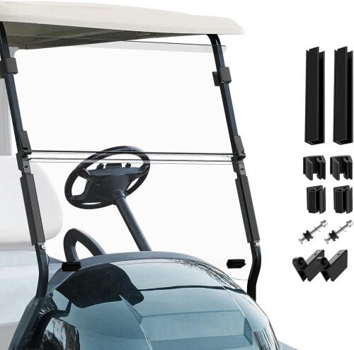 Golf Cart Windshield, Fold Down and Anti-UV Windshield Kit for 2004-Up Club Car Precedent/ Tempo/ Onward Golf Cart