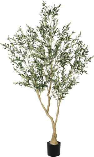 Olive Trees Artificial Indoor - Faux Olive Tree 7ft with Large Olive Branches and Lifelike Fruits - Fake Olive Tree for Modern Home Office House Living Room Decor