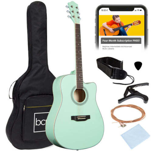 Full Size Beginner Acoustic Guitar Set with Case, Strap, Capo - 41in - Lot 8294