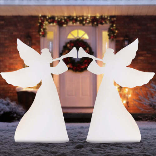 Set of 2 Christmas Angel Yard Decorations w/ Weather-Resistant PVC - 3ft - Lot 8332