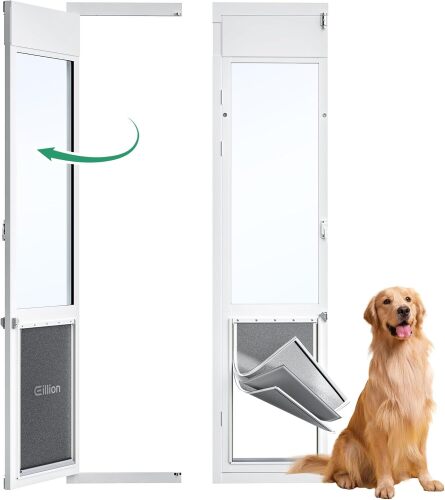 3 Flap XLarge Dog Door for Sliding Glass Door, Openable Pet Door for Sliding Glass Doors, Adjustable 75 7/8" to 81" Slider Height-Pets Up to 220 Lb