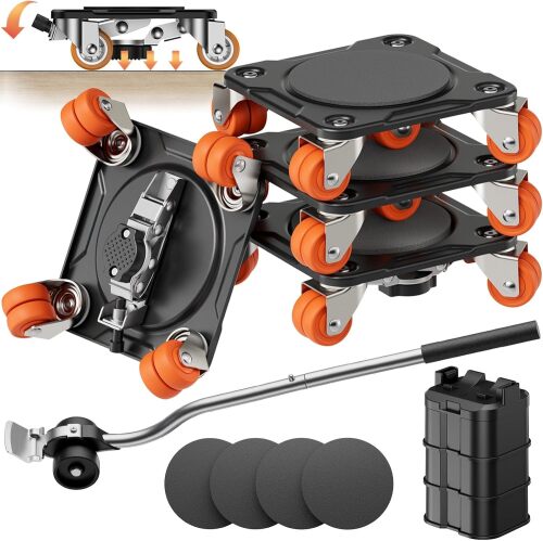 Furniture Mover Ultra Parked Edition with 10 Wheels – All-New Upgraded Double-Wheeled Low-Profile Dolly with Parking Lock for Long-Term Placement Under Heavy Item, Supports up to 2200 lbs