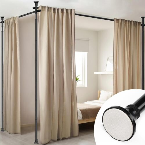 Room Divider Curtain Rod - No Drilling Tension Rod Room Dividers for Space Partitions, 4-10ft (H) 28-114 inch(W) Adjustable Heavy Duty Floor to Ceiling Wall Divider for Room Separation