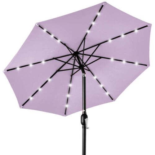 Solar LED Lighted Patio Umbrella w/ Tilt Adjustment, UV-Resistant - 10ft