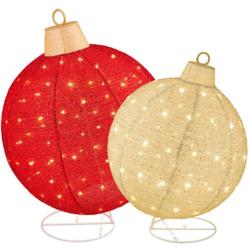 2pc Lighted Pop-Up Christmas Ornaments Decoration w/ 220 LED Lights, Stand - Lot 10048