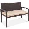 2-Person Wicker Porch Bench for Outdoor, Garden w/ 700lb Capacity - 47in - Thumbnail 1