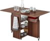 Multi-function Folding Dining Table with Wheels 3 Storage Shelves - Thumbnail 1