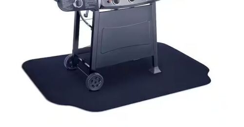 GrillTex 36 in. x 56 in. Black Under-the-Grill Protective Deck and Patio Mat