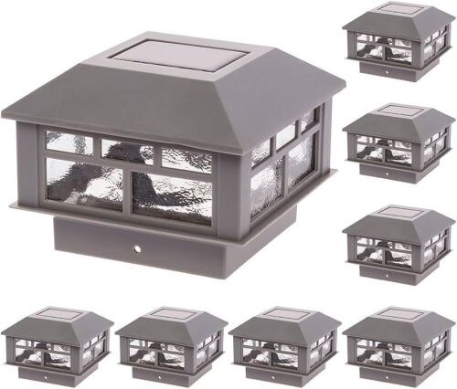 GreenLighting Modern Solar Post Cap Lights Fits 4x4 Wood, 4x4 & 5x5 PCV/Vinyl, 8 Pack