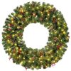 36" Pre-Lit Artificial Christmas Wreath w/Berries & Pinecones, Lights - Thumbnail 1