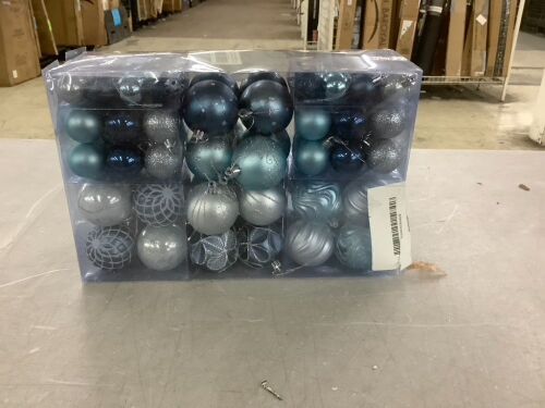 Blue & Silver Christmas Ornaments, 100pc - Lot 752