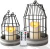 Homemory Rustic Farmhouse Lantern Decor with Flameless Candle & Remote, 2 pc - Thumbnail 1