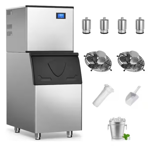 Tittla 22.3 in. 510 lbs. Per Day Split Commercial Freestanding Ice Maker 156-Full Size Ice Cubes/Cycle in Silver with Filter