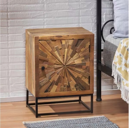 Noble House Temur 1-Drawer Natural Brown Nightstand