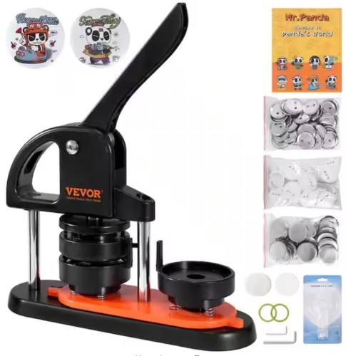 Vevor Button Maker Machine, 2.28 in. 58 mm Pin Maker, Installation-Free Badge Punch Kit