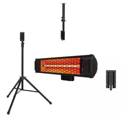 Heat Storm Tradesman 1500-Watt Electric Indoor/Outdoor Quartz Infrared Portable Space Heater w/Tripod Wall and Ceiling Mount, Black - Lot 427