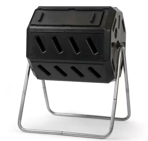 FCMP Outdoor Tumbling Composter with Two Chambers for Efficient Batch Composting