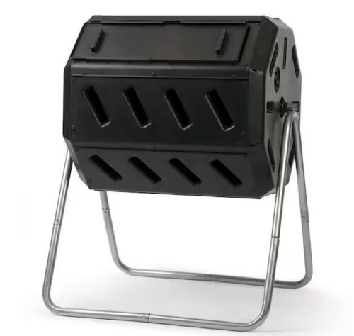 FCMP Outdoor Tumbling Composter with Two Chambers for Efficient Batch Composting