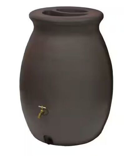 Algreen Castilla 50 Gal. Brownstone Decorative Rain Barrel with Planter