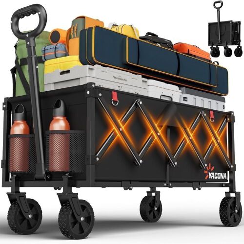 Yacona Extra Long Collapsible Wagon Cart