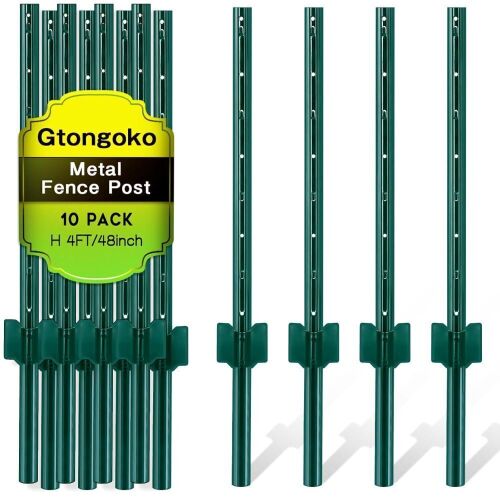 4 Feet Heavy Duty U Channel Metal Fence Posts, 10 Pack