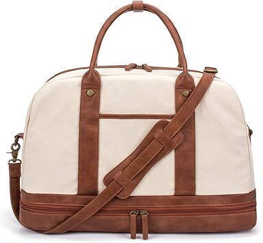 Canvas Weekender Tote Bag, Beige