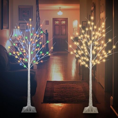 5' Lighted Birch Tree, 2 Pack