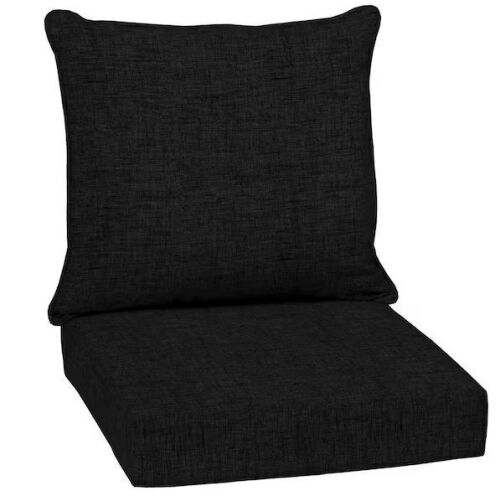 Lot of (2) ARDEN 24 in. x 24 in. 2-Piece Deep Seating Outdoor Lounge Chair Cushion in Black Leala
