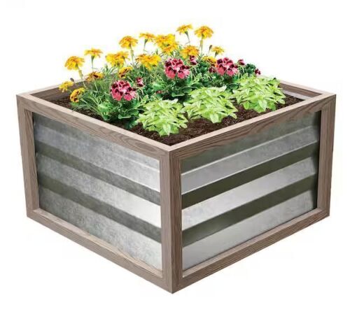 Cinch Smart Garden 24 in. x 24 in. x 12 in. Tan Composite with Galvanized Steel Raised Garden Bed