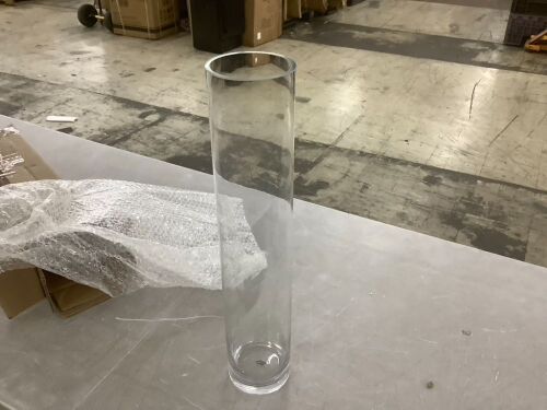 Clear Glass Cylinder Vase, 20"