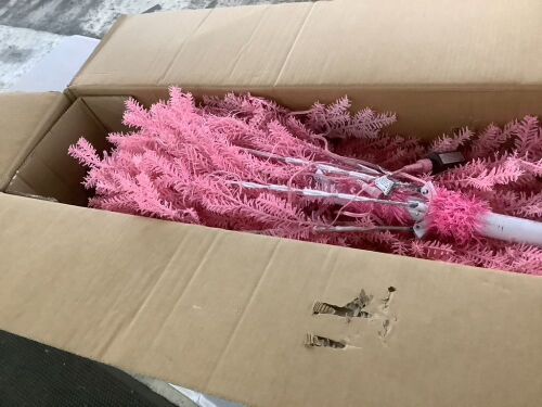 6' Pink Pre-Lit Sparse Flocked Christmas Tree w/ 2-in-1 LEDs, Cordless Connection