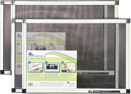 Fenestrelle Expandable Window Screen with Flame Resistant Fiberglass Mesh, 15" H × 21"–40" W Horizontal, 2‑Way Adjustable, 2 Pack