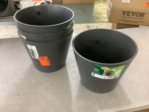 Lot of (4) Vigoro 11.8 in. x 11.8 in. D x 9.4 in. H Davina Medium Nero Gray Resin Pot