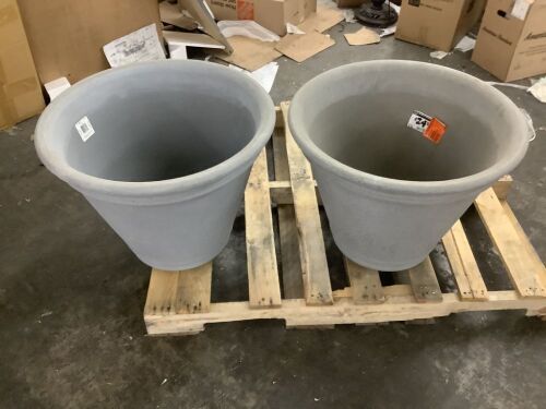 Lot of (2) Vigoro Alameda Extra Large Gray Plastic Planter (22 in. L x 22 in. W x 17.5 in. H)