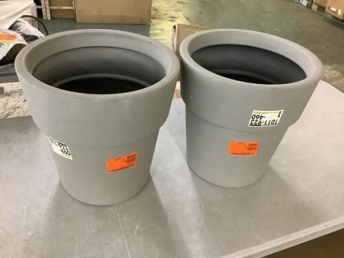 Lot of (2) Vigoro Chauncey Gray Decorative High-Density Resin Planter (15 in. L x 15 in. W x 15.4 in. H)