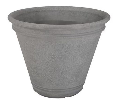 Lot of (2) Vigoro Alameda Extra Large Gray Plastic Planter (22 in. L x 22 in. W x 17.5 in. H)