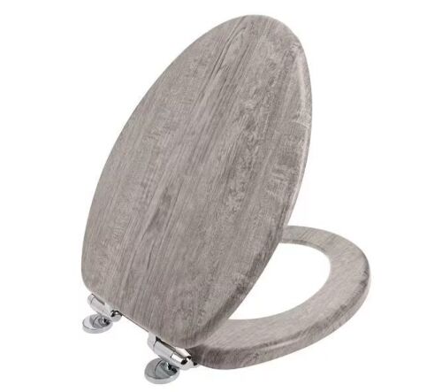 HOME + SOLUTIONS Veneer Elongated Toilet Seat in Gray