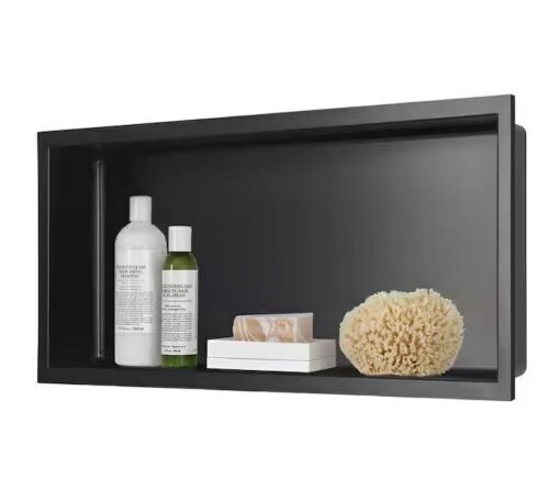 AKDY 24 in. W x 12 in. H x 4 in. D 18-Gauge Bathroom Shower Niche in Matte Black