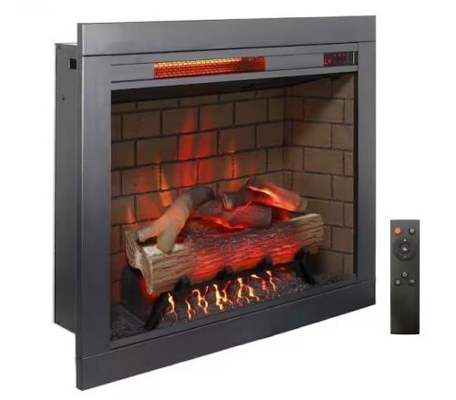 Tidoin 32 in. Direct Vent Electric Fireplace Insert with Remote Control and Trim Kit